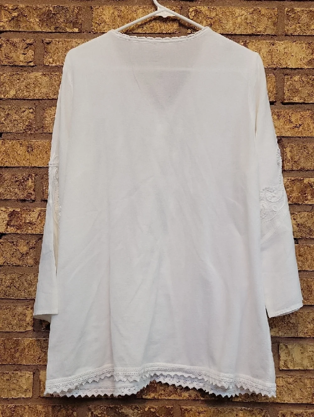 Soft Surroundings White Embroidered V-Neck Cotton Tunic Size Petite XL